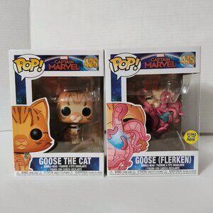 Pop! Captain Marvel - Goose the Cat Bundle - Original #426 & Flerken #445 (GITD)